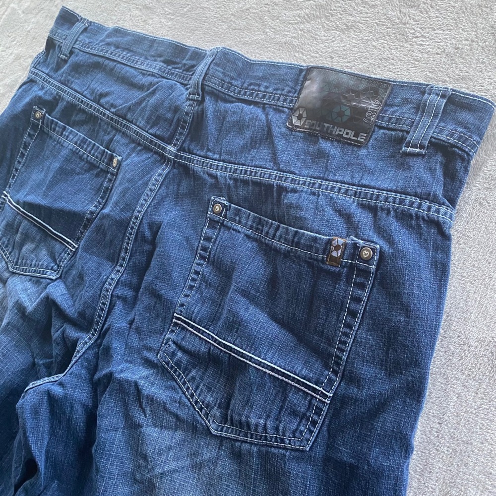 Southpole Mens Baggy Denim Shorts Dark Wash Y2K Streetwear Size 46 4187